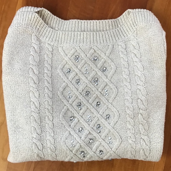 Talbots Cable Knit Sweater Jewel Embellished Small EUC - Picture 10 of 10